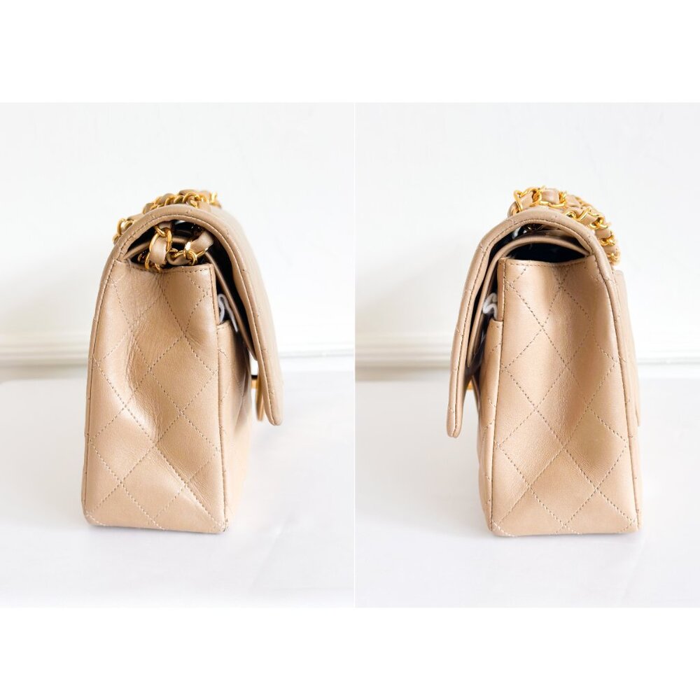 Chanel Double Flap Medium Bag Quilted Lambskin Beige - Picture 5 of 16